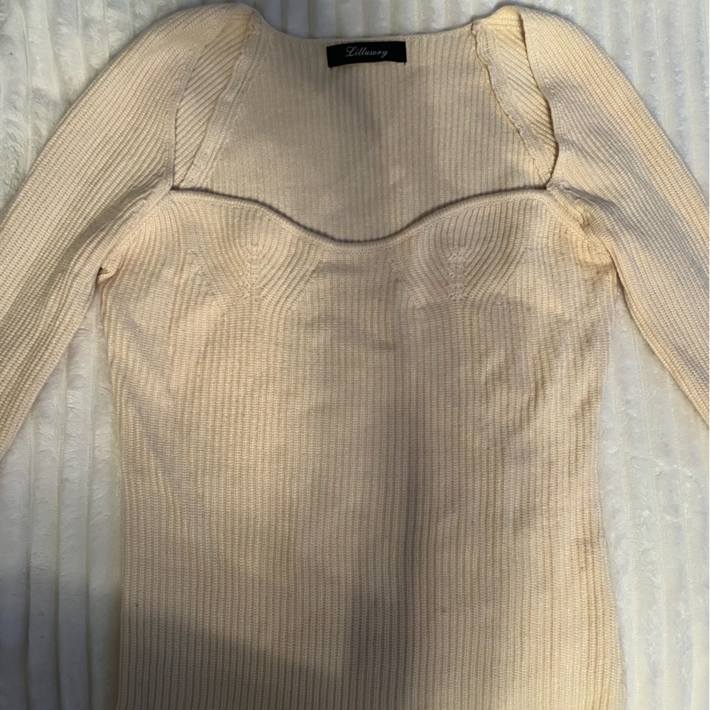 Long Sleeve Ribbed Knitted Pullover Sweater